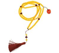 Garneck Long Beaded Necklace for Women with Tassel Pendant, Flexible Glass and Resin Chain, Vintage Retro Chinese Jewelry Accessory Suitable for Hanfu and Cheongsam Daily Attire