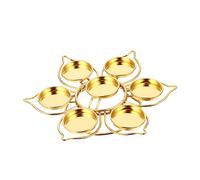Garneck Lotus Shaped Ghee Lamp Holder Seven Star Candle Stand Alloy Tea Light Holder Golden Candlelight Stand for Home Temple Wedding or Party Table Decor