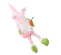 Garneck Lovely Long Legged Bunny Doll Holding Carrot Cute Easter Party Decoration Delicate Stuffed Dwarf Ornament for Home Display and Gift