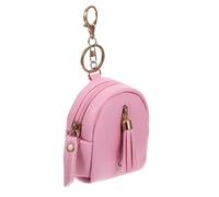 Garneck Lovely Mini Zipper Coin Purse Key Ring Bag Trendy Clutch Wallet Keychain Casual Use Light Pink
