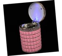 Garneck Luxury Pink LED Car Ashtray with Lid Portable Decorative Cigarette Ash Container Windproof Smoke Accessory for Vehicles and Lightweight Auto Ashtray with Convenient Opening