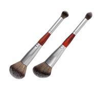 Garneck Makeup Tool with Artificial Fiber and Wooden Handle, Lightweight 2pcs Dual Ended Eye Shadow Brush Set Not Hurt Skin and No Shedding for Home Use and Professional Beauty Salon