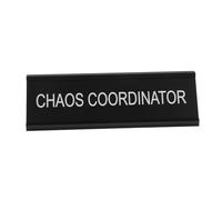 Garneck Mediator's Table Card Office Decor Chaos Coordinator Office Sign Chaos Coordinator Decor Sign Metal Desk Plate Metal Name Plate Black Aluminum Alloy