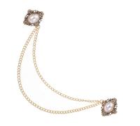 Garneck Men's Vintage Brooch Pin Gold Chain and Imitation Pearl, Retro Suit Lapel Pin Collar Clip, Fashion Brooch for Career Suits, Sweaters, Cardigans, and Shawls