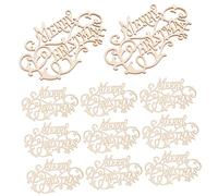 Garneck Merry Christmas Wooden Cutouts 20pcs Unfinished Wood Letter Pieces Ornaments for DIY Crafts - Xmas Tree Hanging Tags - Scrapbooking Table Decorations and Wreath Signs