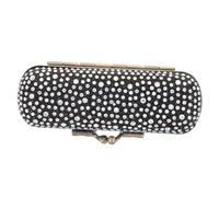 Garneck Metal Lipstick Holder Mirror, Lipstick Storage Pouch for Purse, Anti-Break Cosmetic Case in Black Alloy for Travel and Daily Use