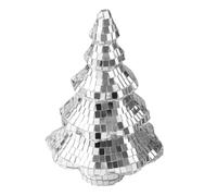 Garneck Mini Artificial Christmas Tree with Silver Mirror Disco Balls Compact Tabletop Decor for Office Home Bar Party Seasonal Centerpiece Lightweight Tiny Desk Xmas Ornament