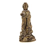Garneck Mini Brass Ma Zu Statue Chinese Goddess Figurine Desktop Decor with Intricate Design Symbol of Luck and Protection Traditional Craftsmanship for Home Decoration