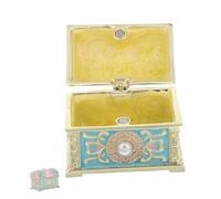 Garneck Mini Enamel Trinket Box with Hinged Lid Vintage Pearl Treasure Chest Jewelry Organizer Tray for Rings Earrings Necklaces Decorative Collectible gift for for for for for for for Women