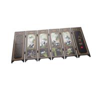 Garneck Mini Folding Wooden Lacquerware Screen Handmade Antique Art Privacy Divider for Home Office Decor Unique Panda Theme Desktop Folding Privacy Screen