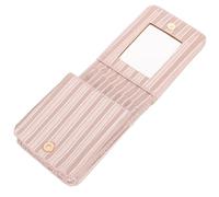 Garneck Mini Lipstick Storage Box with Built-in Mirror Pu Leather Makeup Case Easy to Carry Pink Tiny Makeup Bag for Parties and Hiking