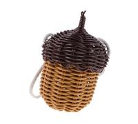 Garneck Mini Pine Cone Crossbody Bag for Lightweight Woven Faux Rattan Shoulder Pouch with Strap for Photography Props and Casual Outings Cute Basket-shaped Messenger Bag