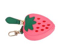 Garneck Mini PU Strawberry Wallet for Women Lightweight Keychain Coin Pouch with Adorable Fruit Pattern Portable Small Purse for Coins and Essentials Durable Smooth Finish Compact Holder