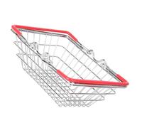 Garneck Mini Shopping Basket Storage Basket for Small Items Portable Handheld Makeup Organizer and Desktop Decoration Smooth Edges Easy to Clean Red Medium for Jewelry and Stationery