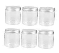 Garneck Mini Storage Jars Silver Aluminum Lids 250ml Wide Mouth Food Containers Sealed Jars for Salad, Fruit Jelly, Candy 6pcs Set for Kitchen and Pantry