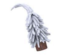 Garneck Mini Tabletop Christmas Tree with Tilted Design Realistic Snow Flocked Cedar Pine Natural Wooden Base Festive Holiday Decor for Xmas Party and Home Display