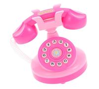 Garneck Miniature Toy Rotary Phone for Kids Pink Plastic Pretend Play Landline Phone Interactive for Educational Role-Playing and Dollhouse Scenes