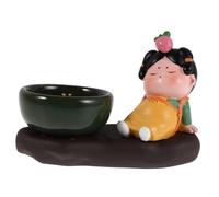 Garneck Minimalist Chinese Ceramic Incense Holder with Vintage Maiden Design Handmade Aromatherapy Burner for Sticks and Cones Stable Non Slip Base for Yoga Meditation and Home
