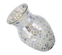 Garneck Modern Silver Glass Mosaic Flower Vase for Home Decor with Crackled Pattern, Artistic Tabletop Display, Dining Table Centrepiece and Contemporary Living Room Decoration