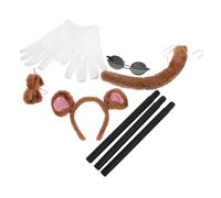 Garneck Mouse Costume Accessories Set for Adult Women Lightweight Mouse Ears Headband Soft White Gloves Blind Cane Bow Tie Tail Comfortable Halloween Carnival Party Headwear for Effortless