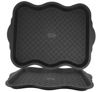 Garneck Multi-function Shoe Boot Tray 50×38×2.8cm Plastic Shoe Storage Tray Car Trunk Black 2pcs Set with Potted Pad for Entryway and Home Organization