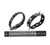 Garneck Multilayer Punk Studded Faux Leather Bracelet Durable Bold Rivets Wristband for Men Women Vintage Rock Style Cuff Wrap Versatile Accessory for Casual and Formal Wear Black