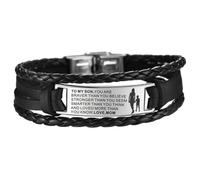 Garneck My Adjustable Leather Bracelet Punk Style From Mom for Men Unique Braided Design for Festivals Parties and Personal Expression