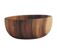 Garneck Natural Acacia Wood Salad Bowl Smooth Edges Scald Soup and Fruit Serving Bowl Wear Resistant Wooden Kitchen Dish for Household Use