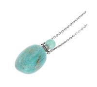 Garneck Natural Crystal Stone Essential Oil Necklace with Oval Raw Pendant Aromatherapy Scented Perfume Bottle for Yoga Meditation Relaxation and Mood Enhancement