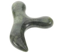 Garneck Natural Green Jade Stone Acupoint Massager Stick - Professional Triangular Foot Massage Tool for Full Body Acupressure and Meridian Therapy - Traditional Gua Sha Healing Massage