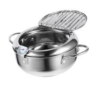 Garneck Non-stick Deep Fryer Wok Lid Tempura Pot Frying Pan Chip Fryer Portable Nonstick Frying Pan