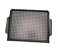 Garneck Non Stick Roasting Pan with Three Side Raised Edges for BBQ Grilled Fish and Steak Food Grade Lightweight Cooking Tray for Home and Camping Use Easy Clean Black Grill Plate