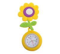 Garneck Nurse Luminous Clip-on Watch with Soft Cartoon Sunflower Cover Retractable Quartz Pocket Watch for Medical Staff and Students Glow-in-The-Dark Fob for Exams and Healthcare Use