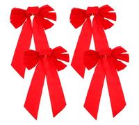 Garneck Outdoor Xmas Bow Decor Set 4 Pieces Lint Christmas Tree Bows Elegant Home Decor