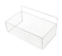 Garneck Over the Door Hanging Organizer Basket Medium White Wire Storage Shelf for Kitchen and Bathroom Space Saving Cabinet Door Rack with Large Capacity for Sundries Storage and Easy