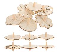 Garneck Pack of 18 Wooden Spinning Tops, Unpainted, for DIY Painting, Blank Flower Spinning Tops for Creative Craft Projects and Educational Toys for Painting and Designing