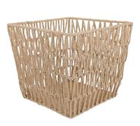 Garneck Pastoral Hand Woven Iron Paper Rope Wastebasket Home Decor | Rattan Bin with Lid, Lightweight Simple Shape, Multi Functional Use, Wastepaper Bin for Office or Room