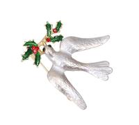 Garneck Peace Dove Brooch Rhinestone Decorative Badge Stylish Corsage Breastpin Clothing Ornament for Women Party Wedding Accessory