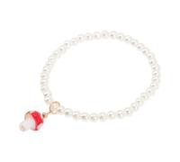 Garneck Pearl Bead Bracelet Elegant Bracelet with Mushroom Charm Red Lightweight Skin Friendly Plastic Material Summer for Women, for Beach and Bridal Party