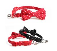 Garneck Pet Dog Cat Bow Tie Collar with Bell Cloth Neck Chain Comfortable Dot Bowknot for Stylish Pets Suitable for Dogs and Cats Black