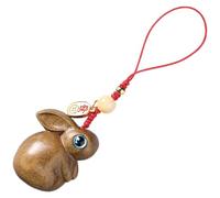 Garneck Phone Pendant Cell Phone Charms Strap Decorative Wooden Rabbit Keychain Charm with Adorable Appearance Unique Shape Design for Handbag Decoration and Birthday 3.6X3.2X2.4Cm