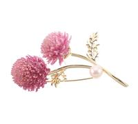 Garneck Pink Eternal Flower Pearl Brooch Pin Dual-purpose Scarf Clip Floral Lapel Pin for Women Elegant Dress Suit Hat Accessories