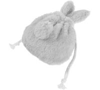 Garneck Plush Bunny Drawstring Makeup Bag Small Cute Cosmetic Pouch for Women Soft Fuzzy Storage Pouch Light Gray Bunny Plush Makeup Bag