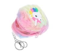 Garneck Plush Coin Purse Unicorn Zipper Pouch with Keychain Cartoon Style Polyester Material Easy to Store for Girls and Ladies