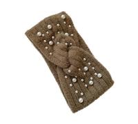 Garneck Plush Headband Winter Warm Knitted Headband Pearls for Women Cozy Hair Band during Running Outdoor Activities