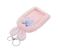 Garneck Plush Photocard Holder Keychain with Cute Rabbit Design Protective Badge Sleeve for Id Bus Card Credit Card Storage Kawaii School and Office Accessory Gift for Students and Friends