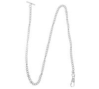 Garneck Pocket Watch Chain 65cm Vintage Metal with T-bar Buckle, Silver | Belt Loops and Trousers, Lobster Clasp Ends, Casual Steampunk Styling, Single Piece Included