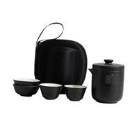 Garneck Portable Ceramic Chinese Tea Set with Teapot and Four Cups Travel Kung Fu Tea Pot Cup Set with Storage Bag for Outdoor and Car Use Elegant