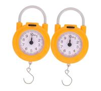 Garneck Portable Handheld Spring Fish Scale with Hook, Small Mechanical Hanging Weighing Tool for Fishing, Kitchen and Travel, Yellow Spring Scale Pair for Home and Outdoor Use