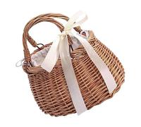Garneck Portable Handwoven Willow Flower Basket with Handle Outdoor Purse for Fruits Snacks and Garden Storage Handmade Vegetable Basket for Home and Holiday Use